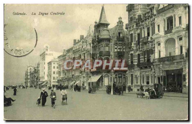 Old Postcard Ostend The Central Digue