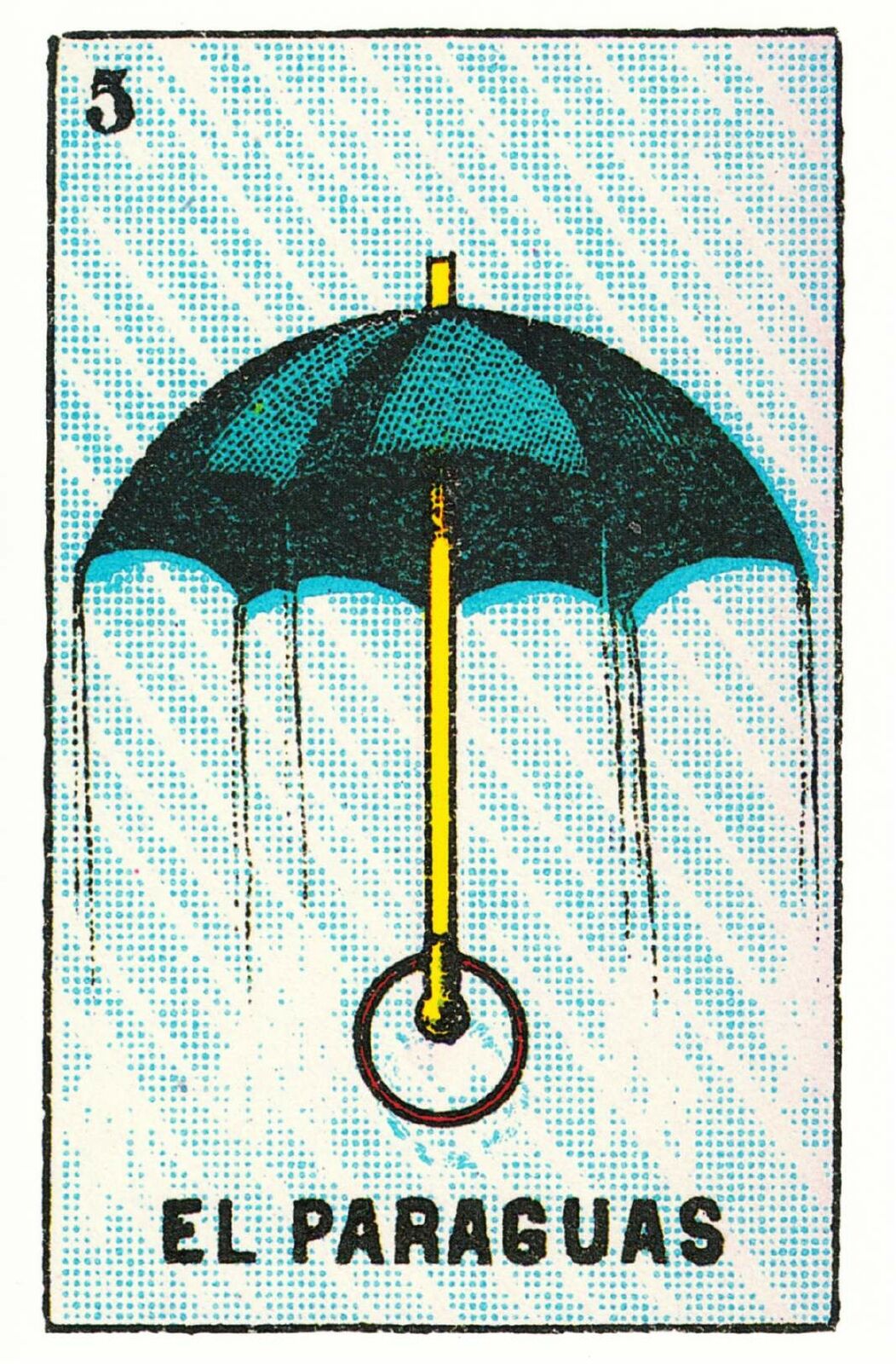 The Umbrella in Rain El Paraguas Mexican Loteria Postcard Topics