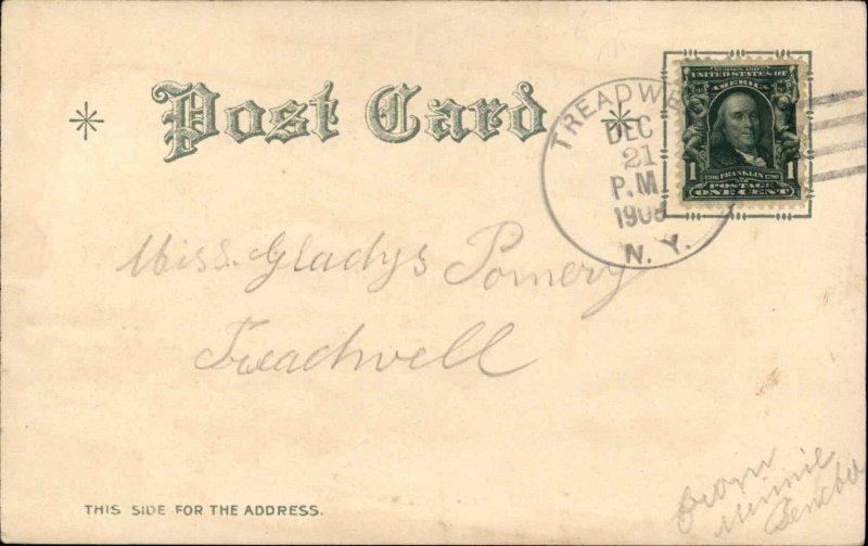 Christmas Cute Little Girls Vintage Clothing Snow Scene c1910 Vintage Postcard