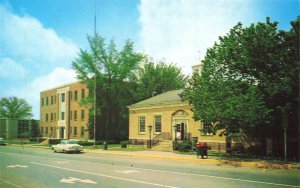 Newton NC Post Office County Building First National Bank Old Cars, Postcard