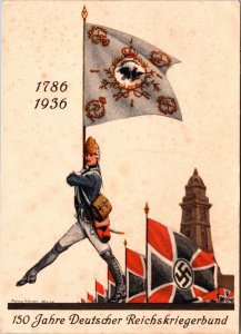 Mint Germany 150th Anniversary War fund Nazi Flags Postcard 1936