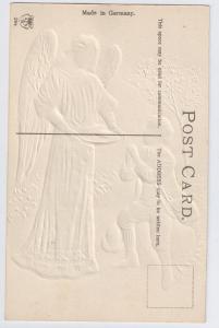 Lords Prayer Angel Boy Embossed Postcard ASB Germany Gold 
