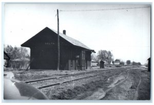 c1960's Delta Iowa IA Vintage Railroad Train Depot Station RPPC Photo Postcard