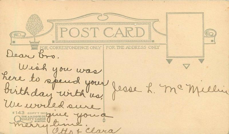 AM Davis Co Postcard 143 A/S G G Drayton Cute Children Tender Birthday Wishes