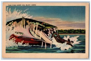Rochester New York NY Postcard Exaggerated The Fish Keep You Busy 1939 Vintage