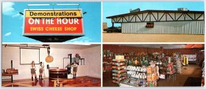 Vintage Monroe Wisconsin Swiss Cheese Shop Factory Postcard 1960s Chrome