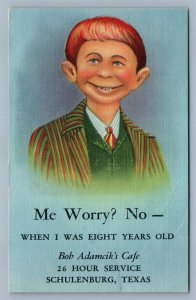 SCHULENBURG TX BOB ADAMCIR'S CAFE ADVERTISING VINTAGE POSTCARD