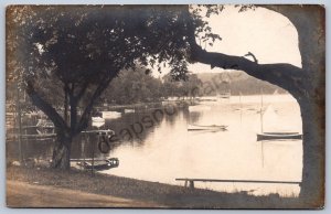 K31/ Livonia New York  Postcard RPPC c1910 Conesus Lake Boats 278
