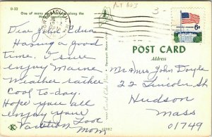 Barbor Maine Coastline ME VTG Postcard Chrome PM Cancel Portsmouth NH WOB Note 