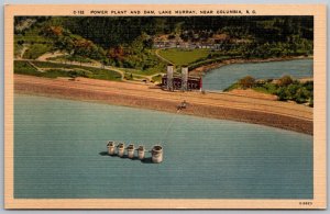 Columbia South Carolina 1940s Postcard Power Plant Dam Lake Murray