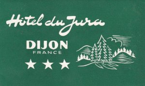 France Dijon Hotel Du Jura Vintage Luggage Label sk2625