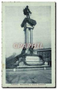 Old Postcard Italia Italy Torino Monumento a Vittorio Emanuele