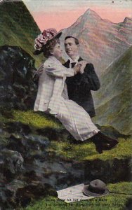 Romantic Couple Embracing By Mountains 1908