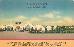 Glenora Courts 1940s roadside Waco Texas Postcard MWM Linen 20-7989