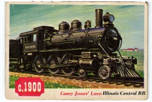 13774 Topps Chewing Gum Card, Railroad Series, No. 65, Casey Jones' Locomotive
