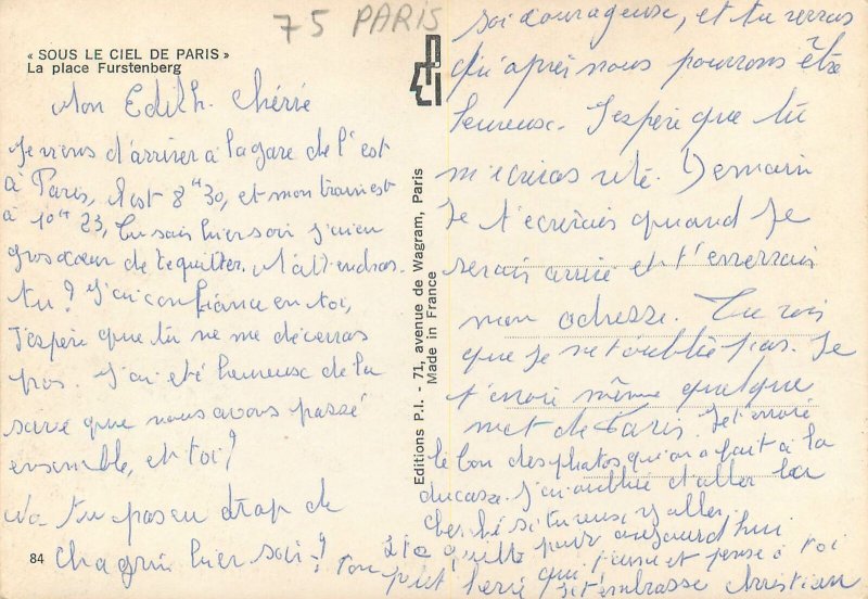 France carte postale Paris La Place Furstenberg