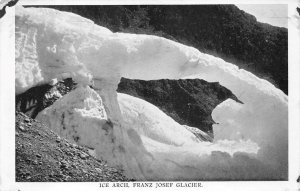 ICE ARCH FRANZ JOSEF GLACIER NEW ZEALAND POSTCARD (c. 1910)