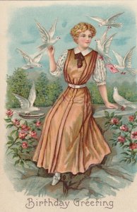 Birthday Greetings; 00-10s; Woman & White Birds