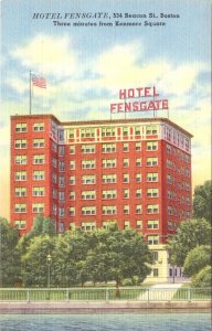 Boston, MA Massachusetts  HOTEL FENSGATE  ca1940's Linen ADVERTISING Postcard