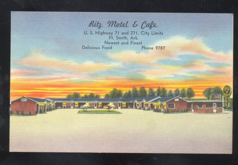 FORT SMITH ARKANSAS RITZ MOTEL & CAFÉ VINTAGE LINEN ADVERTISING POSTCARD