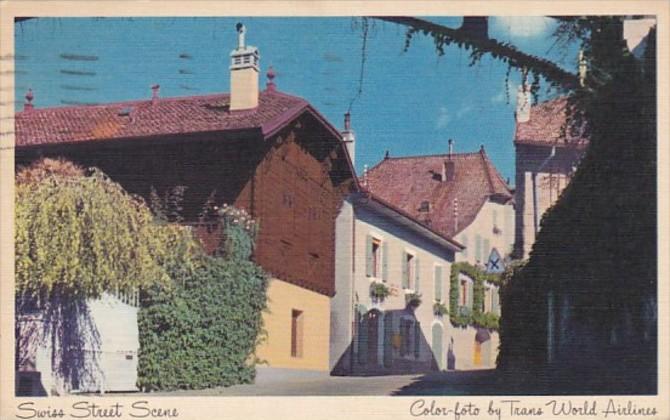 Switzerland Geneve Street Scene 1952 Trans World Airlines