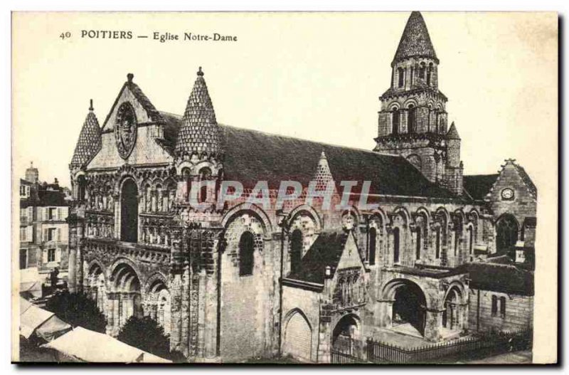 Old Postcard Poitiers Church of Our Lady