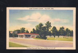 FULTON ARKANSAS COX TOURIST COURT MOTEL LINEN ADVERTISING POSTCARD