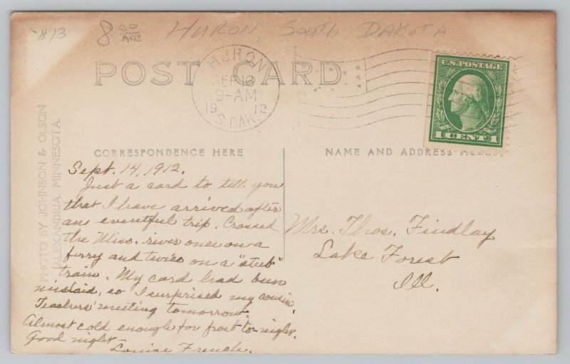 Huron South Dakota~Huron College Campus Buildings~Smoke Stack~1912 RPPC