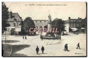 Old Postcard Troyes The Monument of the Children of L & # 39Aube and Gare