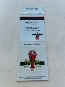 Vintage Matchbook Cover Boston's Restaurant Oyster Cafe St Louis, Missouri MB96