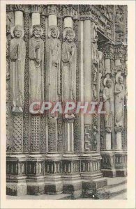 Old Postcard Cathedral of Chartres Kings and Queens of Judah Portal Royal XII...