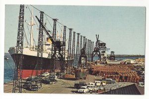 Wilmington DE Marine Terminal Quay Wharf Cranes Ship Cars Vintage Postcard