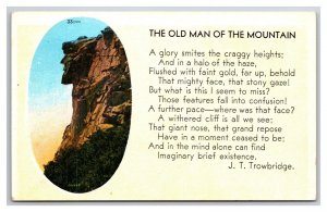 Old Man of the Mountain By Trowbridge Franconia Notch NH UNP WB Postcard N25