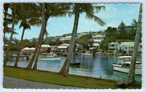 FLATT'S VILLAGE, Bermuda ~ View BOATS & INLET From Aquarium 1971 Postcard