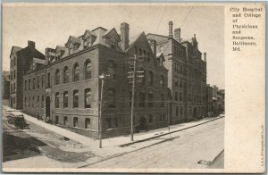 BALTIMORE MD CITY HOSPITAL & COLLEGE FOR PHYSICIANS & SURGEONS ANTIQUE POSTCARD
