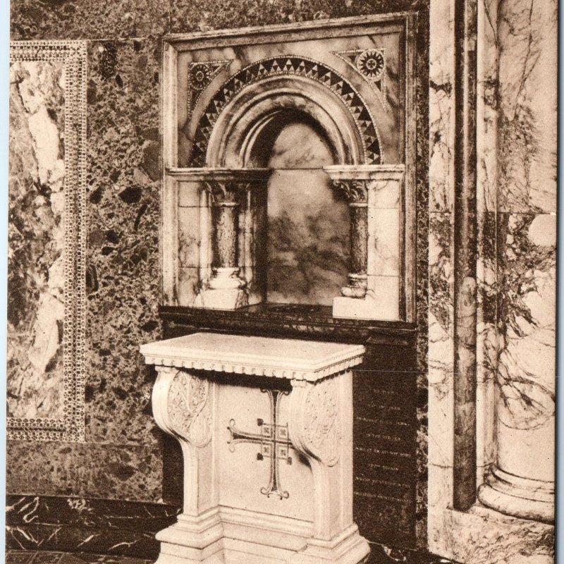 c1910s London, England Guards Chapel Credence Table Piscina Marble Gothic A359