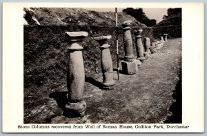 Dorchester England 1930s RPPC Real Photo Postcard Stone Columns Roman House