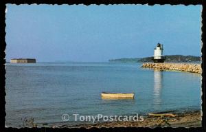 Portland Harbor - Fort Gorges and Sprig Point Light