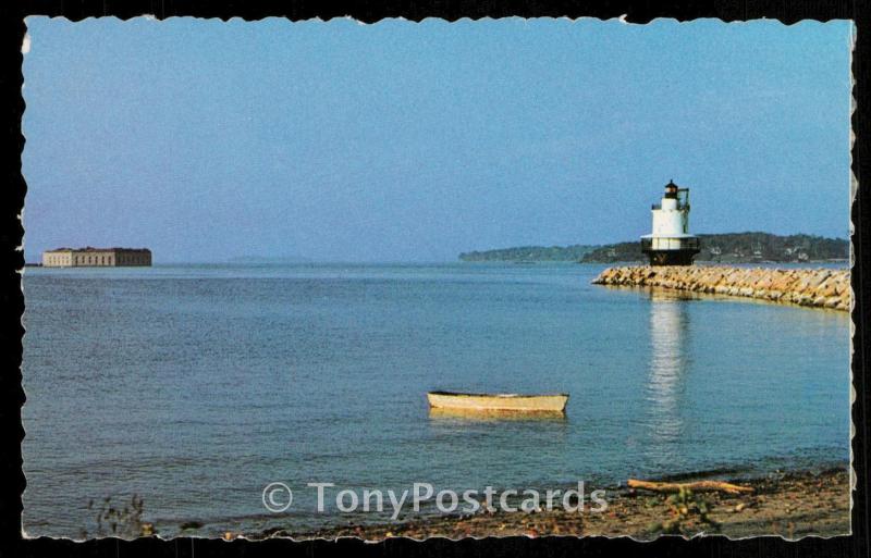 Portland Harbor - Fort Gorges and Sprig Point Light