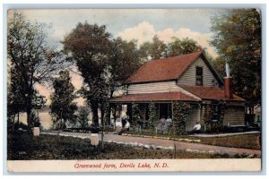 Devils Lake North Dakota Postcard Greenwood Farm People Scene c1910's Antique