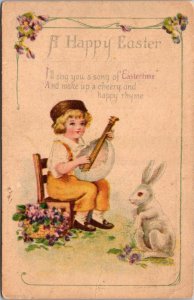 Happy Easter With Young Boy and Rabbit 1920