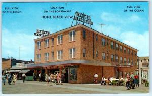 WILDWOOD by the SEA, New Jersey NJ  Roadside HOTEL BEACH VIEW  c1960s Postcard