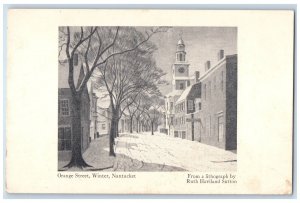 Nantucket Massachusetts MA Postcard Orange Street Winter c1910 Vintage Antique