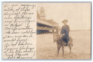 Berlin Germany Postcard Child Riding Donkey 1907 Posted Antique RPPC Photo