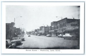 c1940 Street Scene Exterior Building Classic Cars Road Postville Iowa Postcard