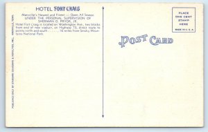 MARYVILLE, Tennessee TN ~ Roadside HOTEL FORT CRAIG 1940s Blount County Postcard