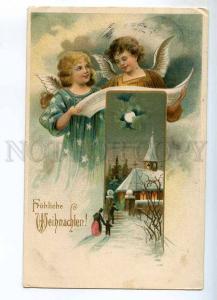 240947 X-MAS Christmas Winged ANGEL Church Night Vintage PC