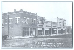 c1910's East Side Main St. Dirt Road Building Horse Buggy Guernsey Iowa Postcard