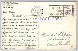 Cincinnati Ohio~General Hospital Bldg Birds Eye View~PM 1943~Vtg Linen Postcard