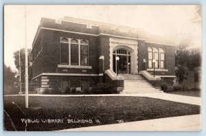 Belmond Iowa IA Postcard RPPC Photo Public Library Building c1930's Vintage
